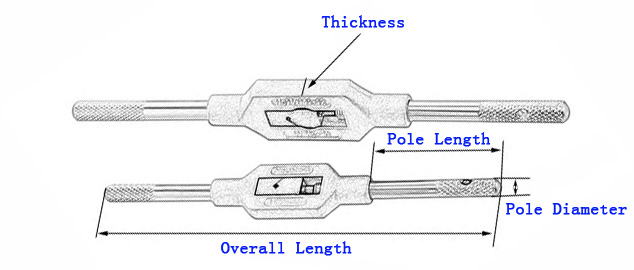 Straight Handle Tap Wrenches, M1 to M27 Tap Capacity